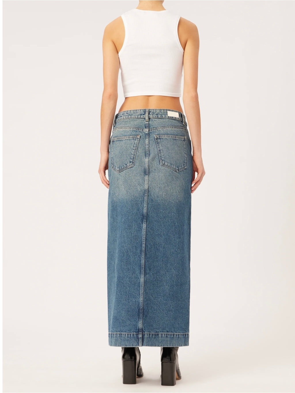 Asra Denim Skirt in Aged Mid