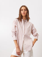 Maeve Striped Button Up in Sepia Parasol