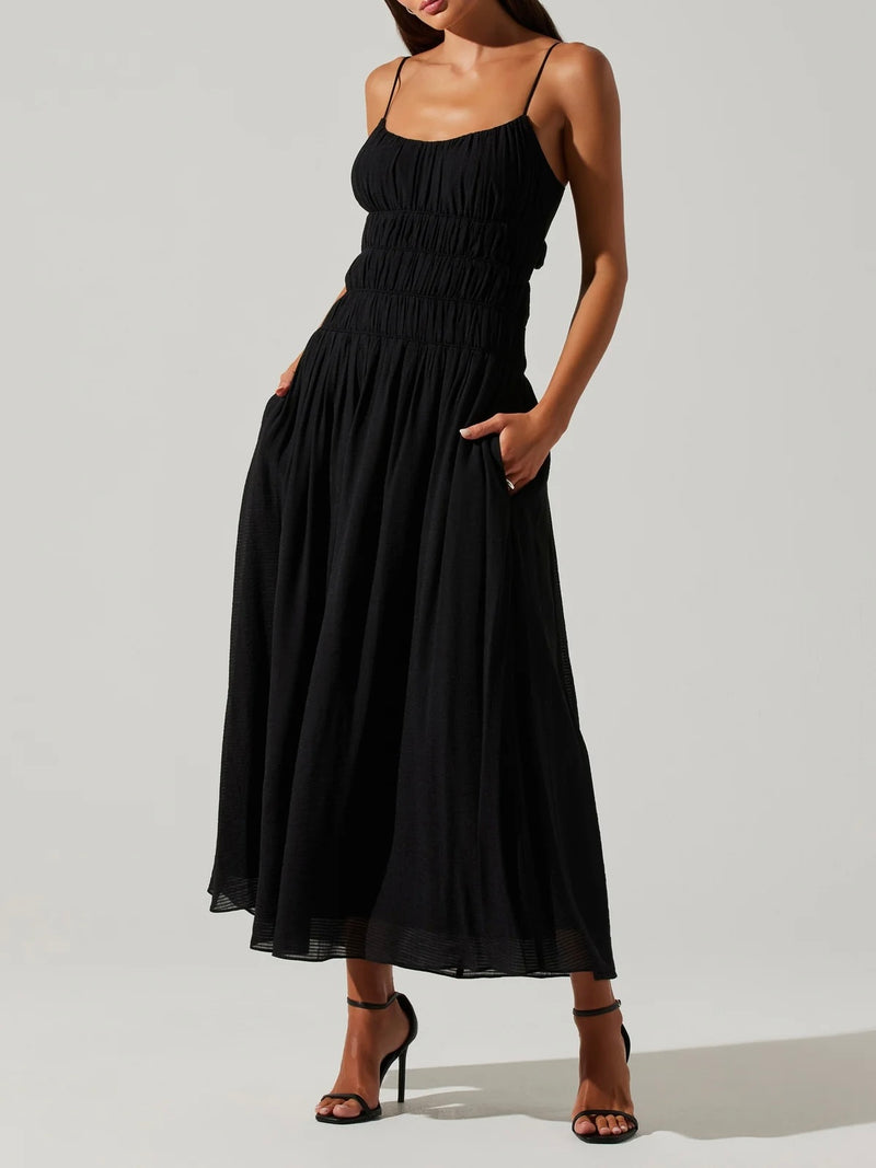 andrina smocked midi dress ASTR the label Women's Andrina Smocked Bodice Midi Dress (Large, White) at Amazon Women's Clothing store