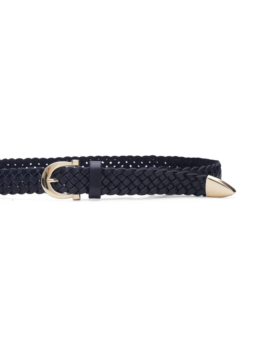Lennon Leather Braid Belt in Black