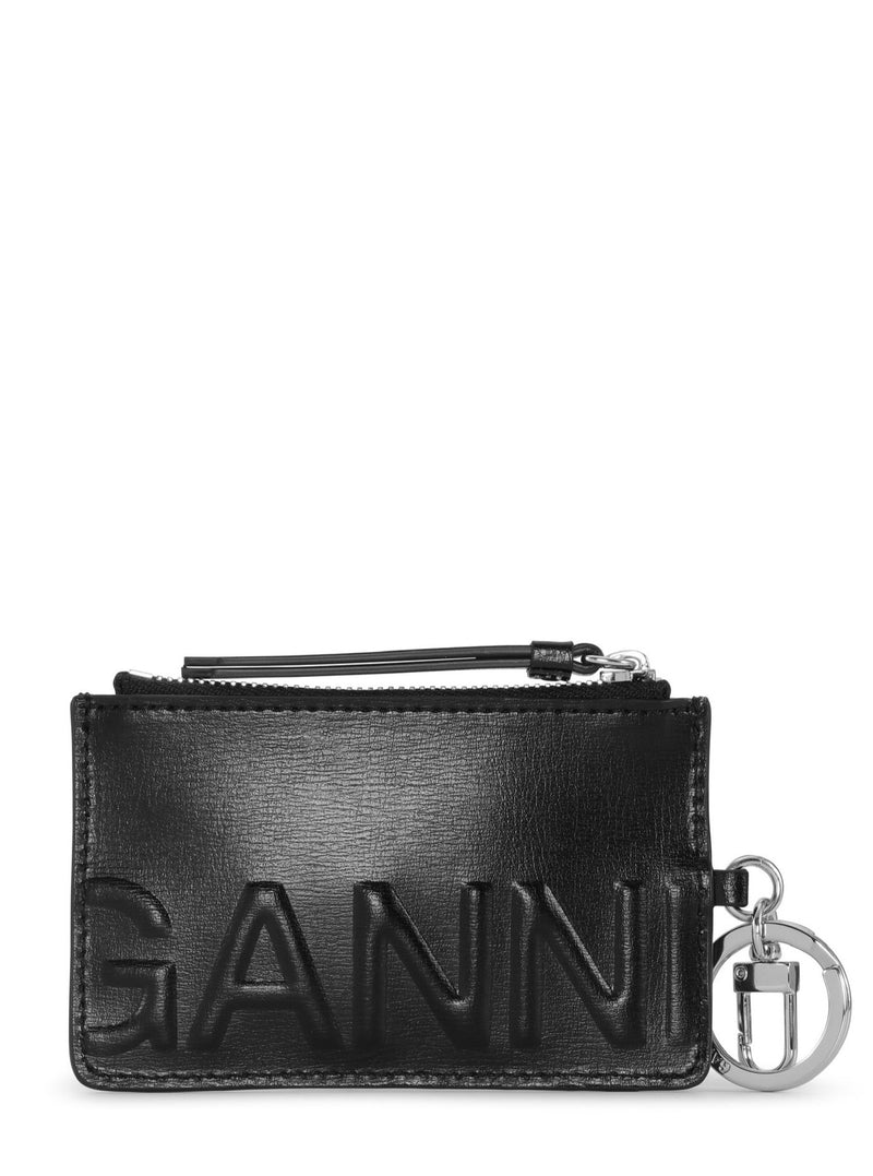 Banner Zipped Coin Purse in Black