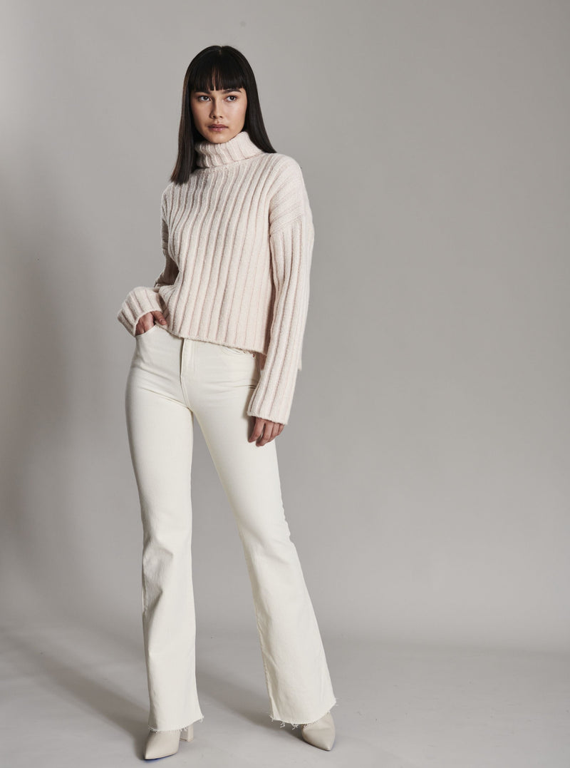 B Chunky Rib Turtleneck in Pink Salt – Shades of Grey Boutique