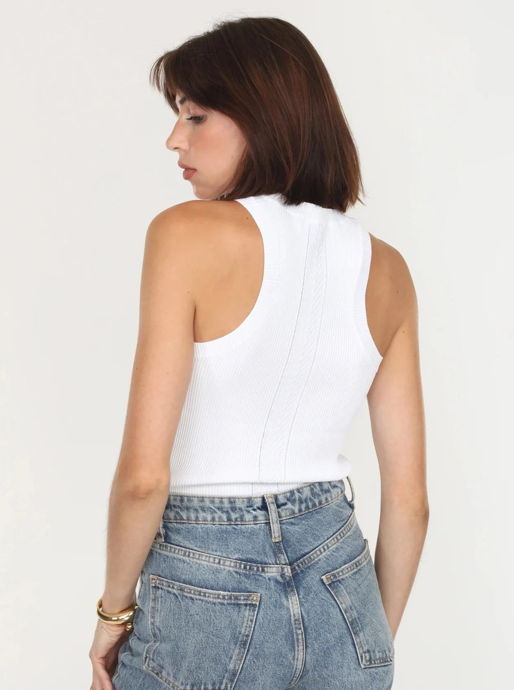 Kelsey Knit Razer Back Tank in White