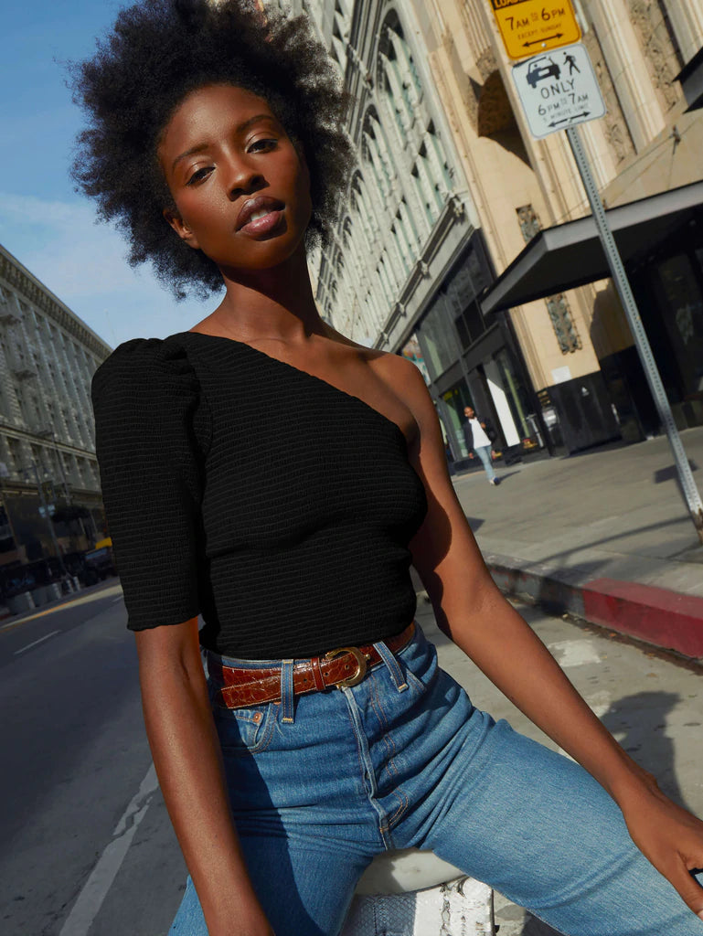 Smocked top black top