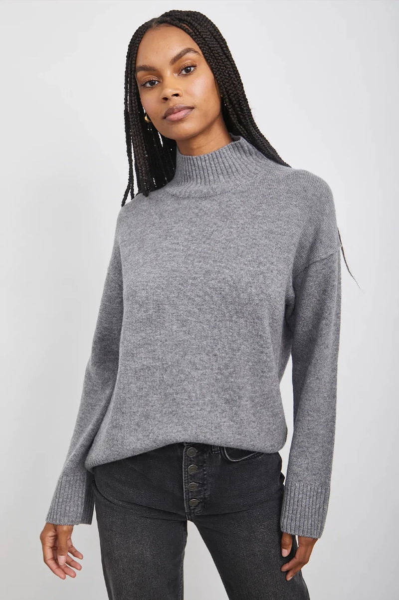 Gray Mini Dress - Crew Neck Sweater Dress - Ribbed Knit Heather