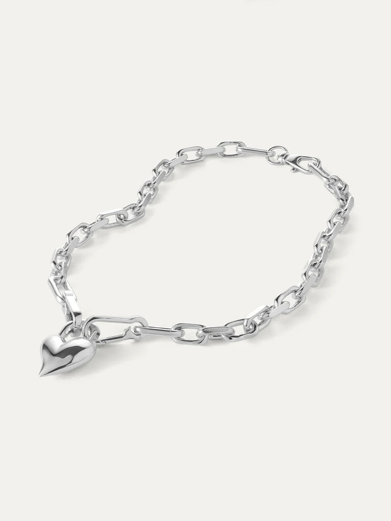 Padlock Heart Pendant Necklace in Silver