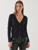 Fitted XFine Merino Cardi in Black