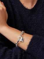 Padlock Heart Chain Bracelet in Silver