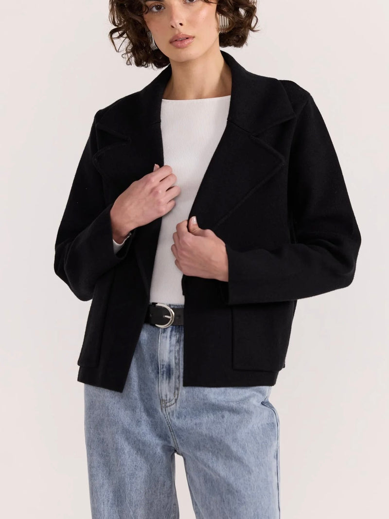 Aiden Crop Coatigan in Black