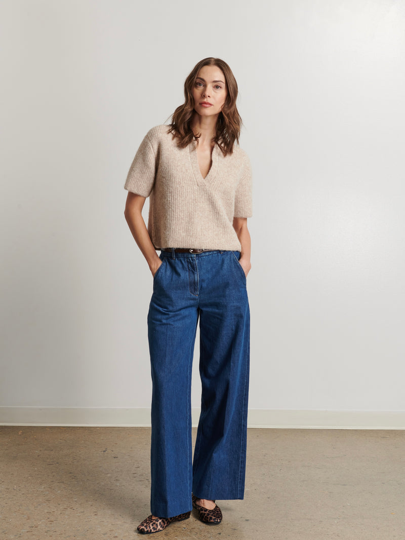Joni Short Sleeve Collar Knit