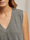 Margot Sleeveless V Neck Tee in Heather Grey