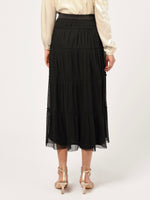 Regie Tier Tulle Plisse Midi Skirt