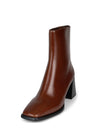 Sherpal Block Heel Ankle Boot in Brown Leather