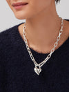 Padlock Heart Pendant Necklace in Silver