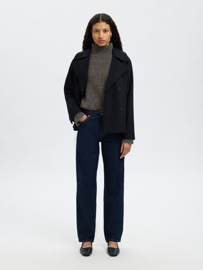 Lulu Knit Roll Neck Sweater in Medium Grey