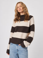 Edison Mock Neck Stripe Knit in Iced Mocha