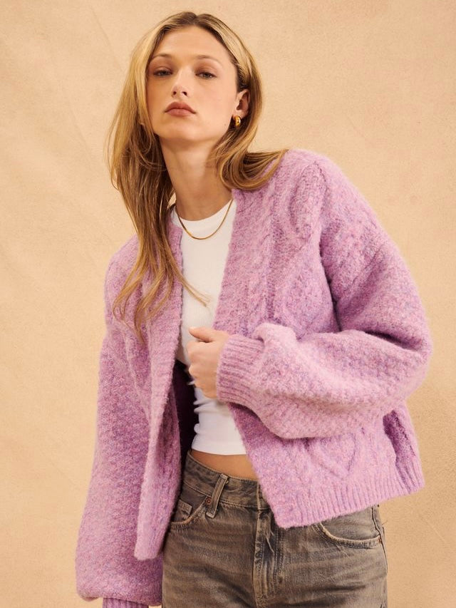 Kristian Open Cardigan in Hazy Lilac