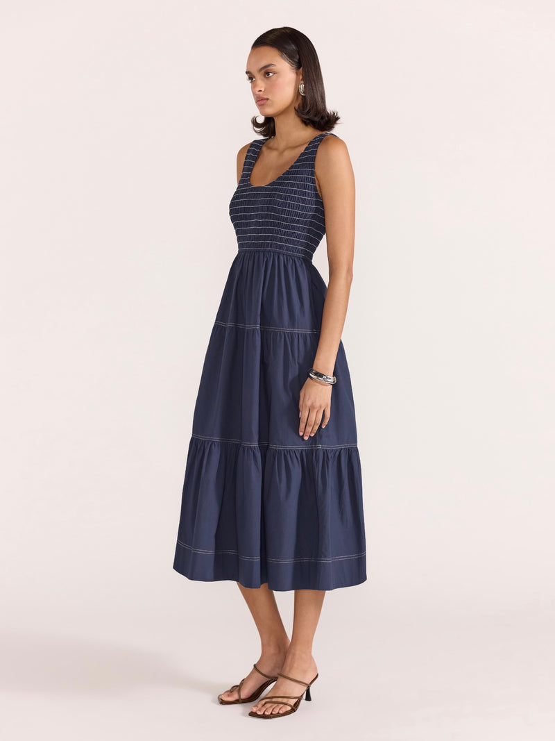 Asta Shirred Midi Dress