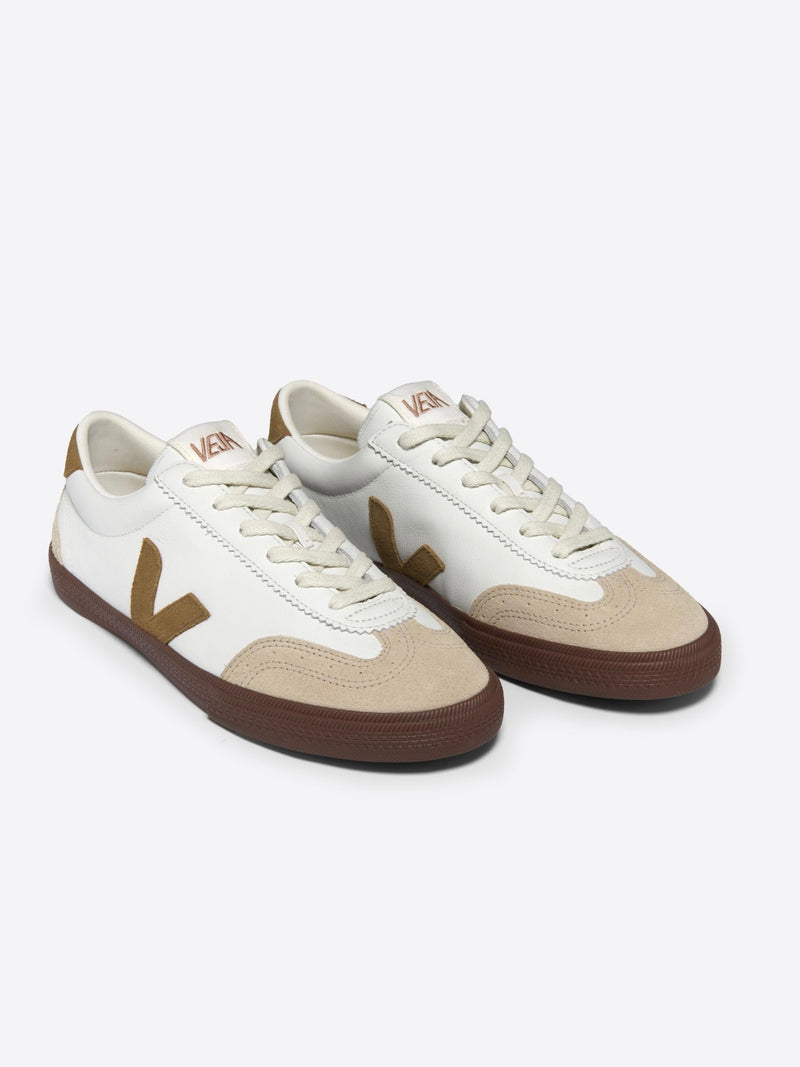 Volley Leather Shoe in White Tent Bark