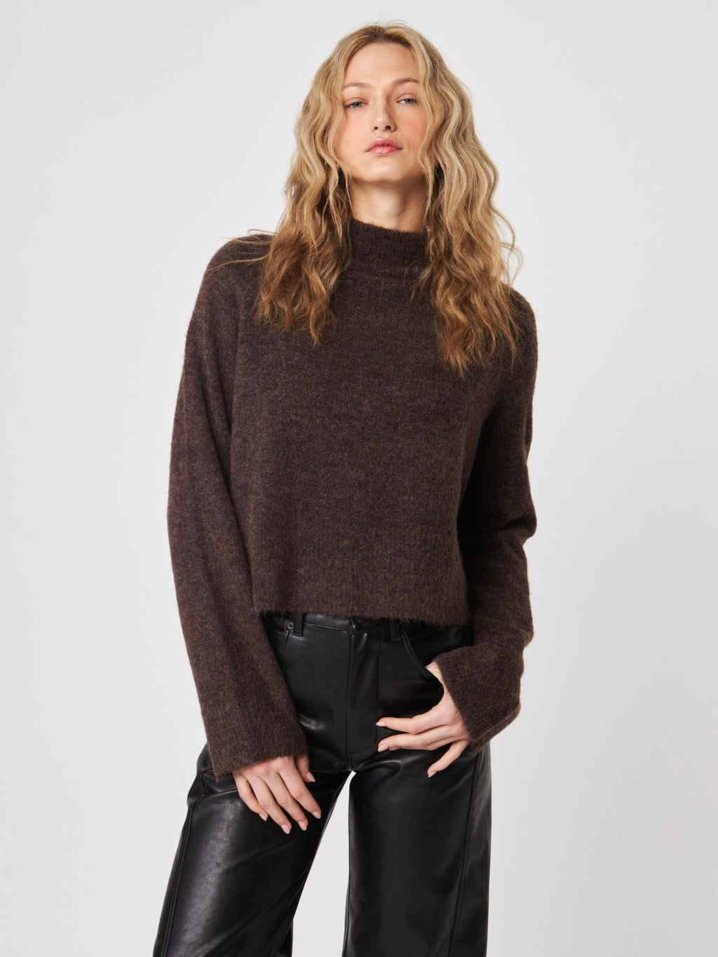 Oliver Mock Neck Sweater in Chocolate