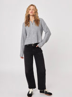 Gavin Rib Zip Hoodie in Silver