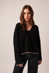 Gaia V-Neck Sweater in Noir Night