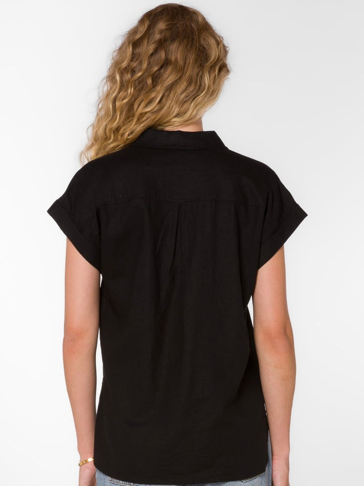 Ilene Button Up Top in Black
