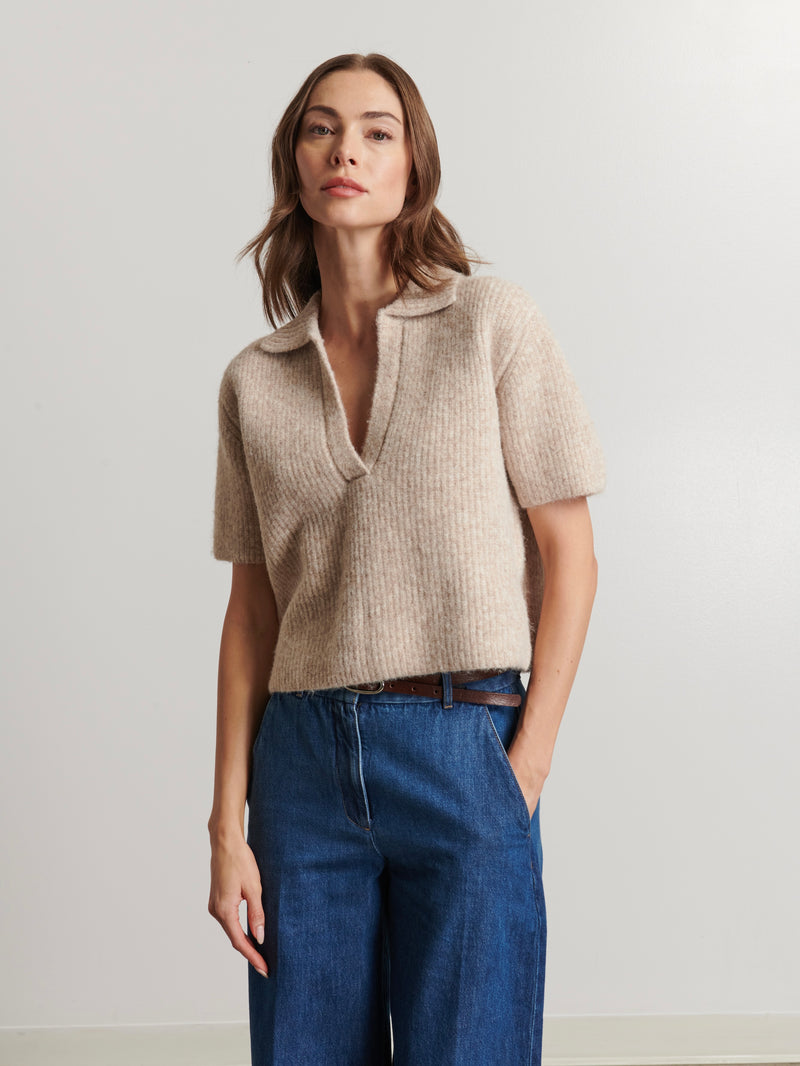 Joni Short Sleeve Collar Knit