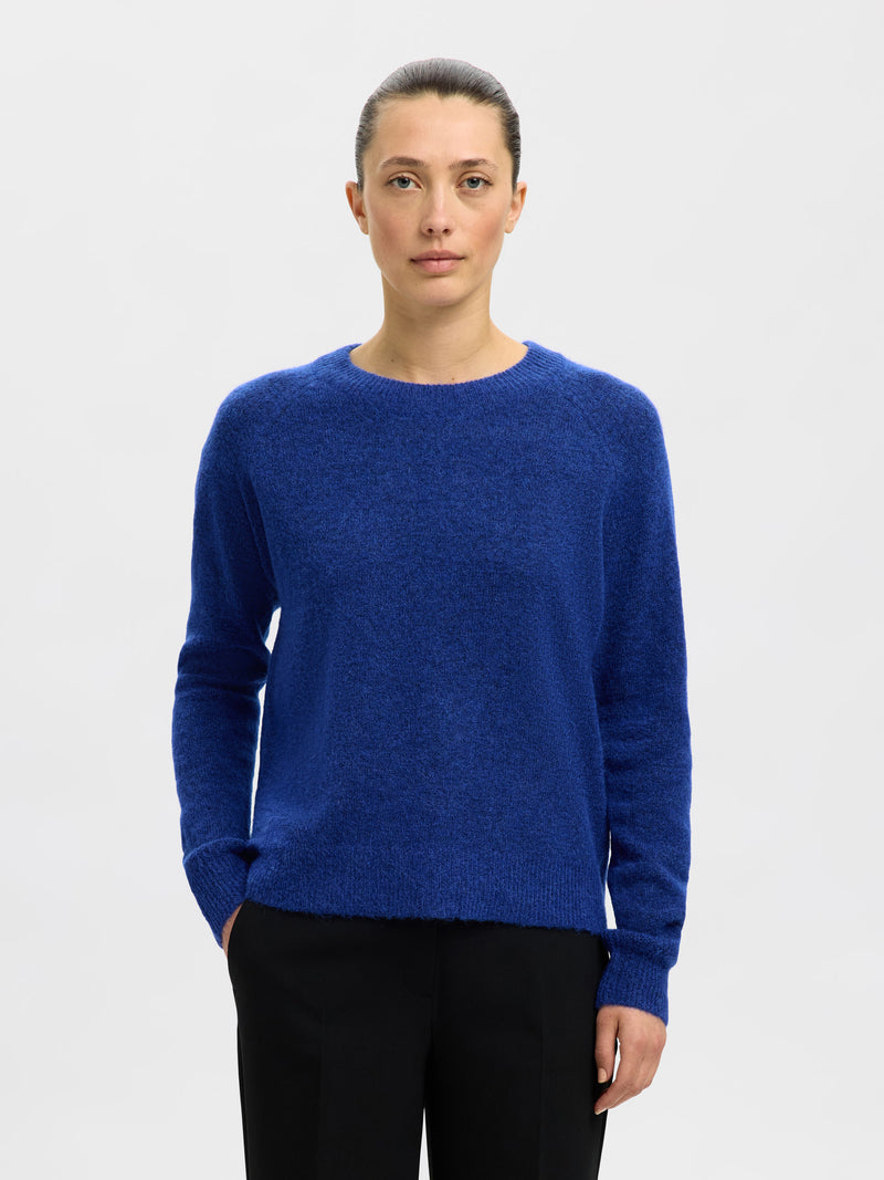 Lulu Knit O-Neck Sweater in Dazzling Blue