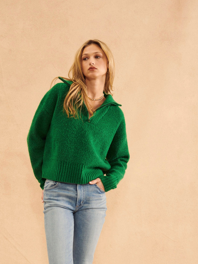 Atlas Quarter Zip Sweater in Clover