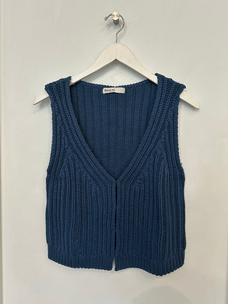 Knit Vest in Denim