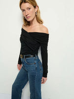 Mika Off Shoulder Top in Black