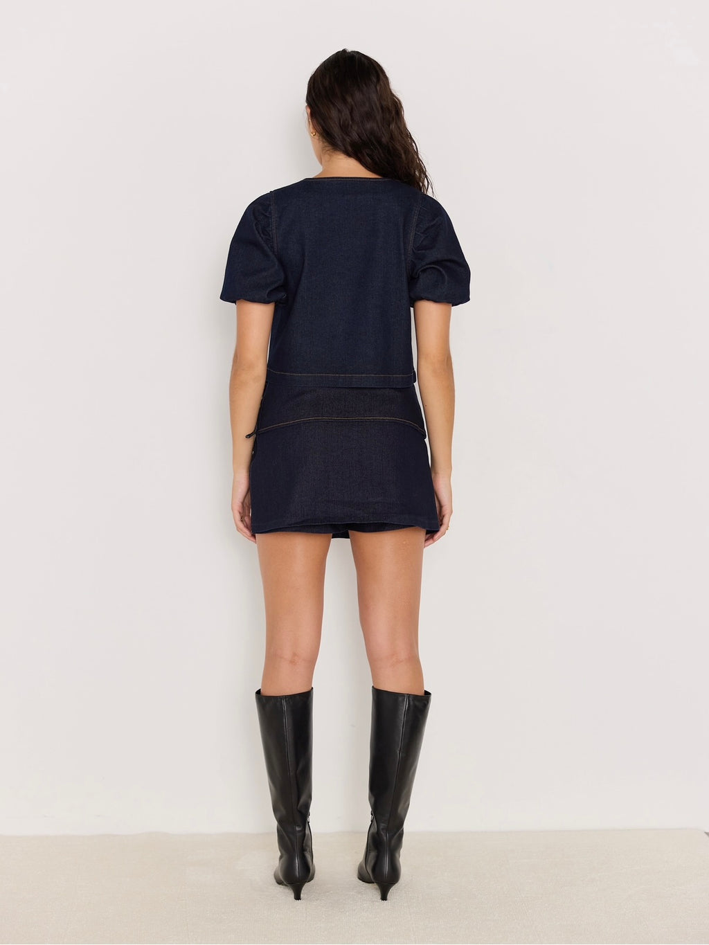 Raya Tie Front Top in Indigo