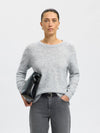 Lulu Knit O-Neck Sweater in Light Grey