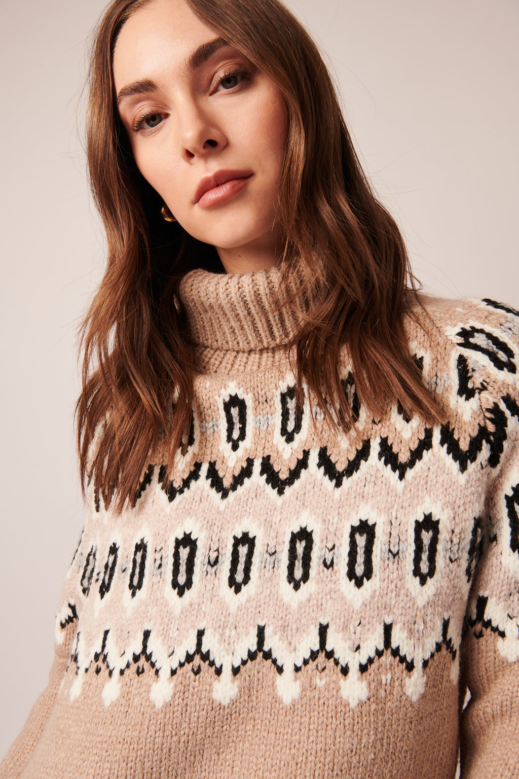 Ruthie Turtleneck in Biscotti Fairisle