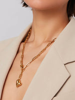 Puffy Heart Necklace in High Polish Gold