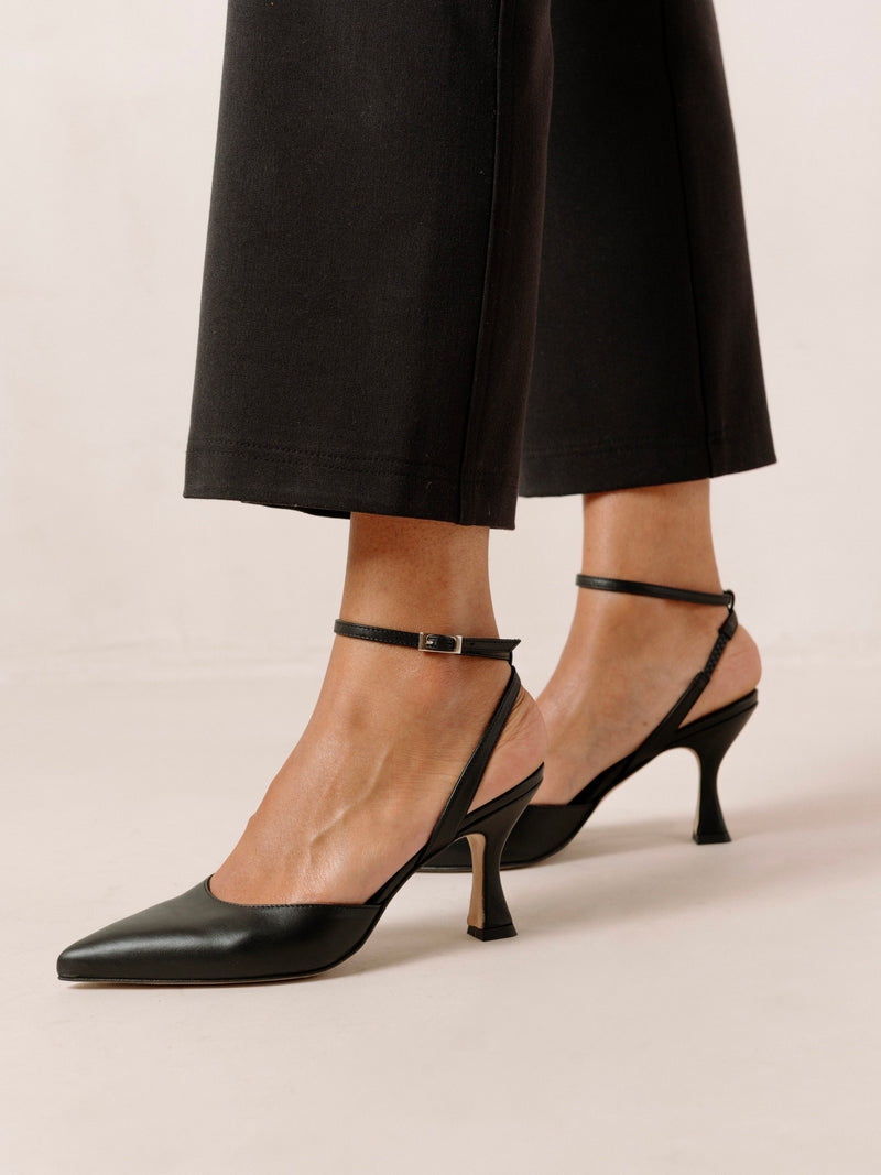 Cinderella Leather Heel in Black