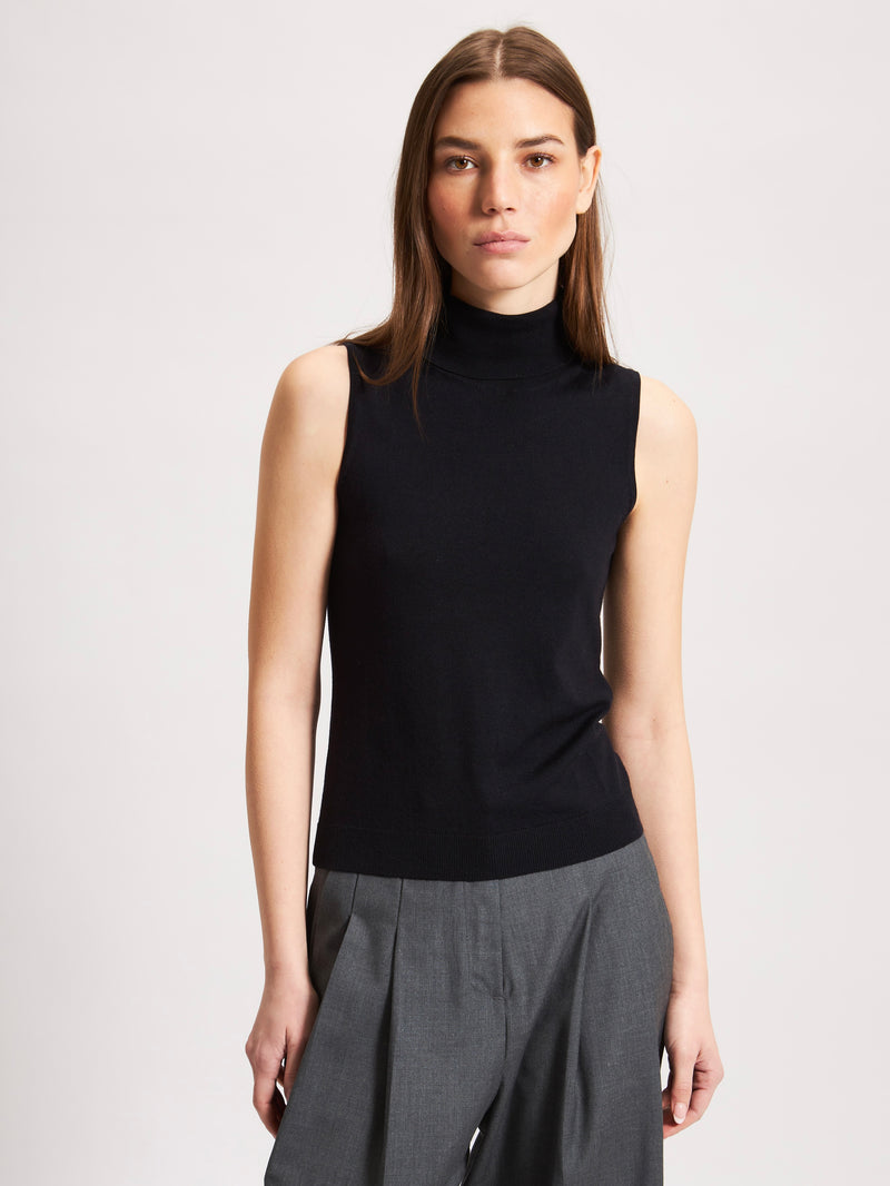 Sleeveless XFine Merino Tank in Black