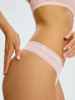 The Micro Lace Trim Thong in Soft Pink