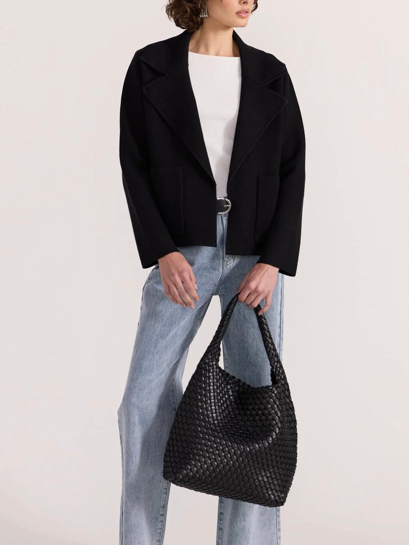Aiden Crop Coatigan in Black