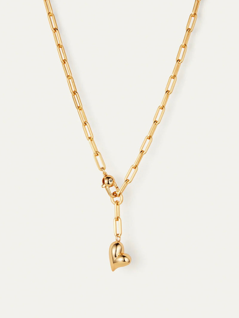 Puffy Heart Necklace in High Polish Gold