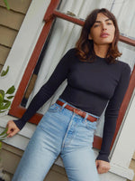 Gina Ribbed Slim Mock Neck