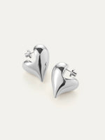 Art Heart Puff Earrings in Silver