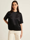 Silk Relaxed Tee in Black