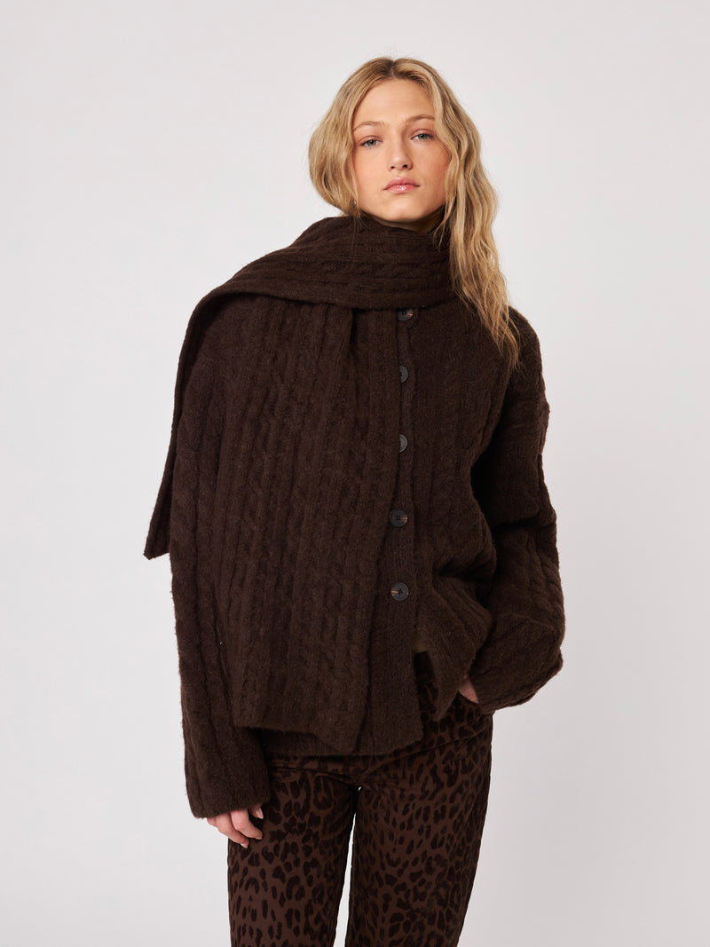 Zaire Cable Knit Scarf Coatigan