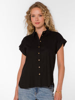 Ilene Button Up Top in Black
