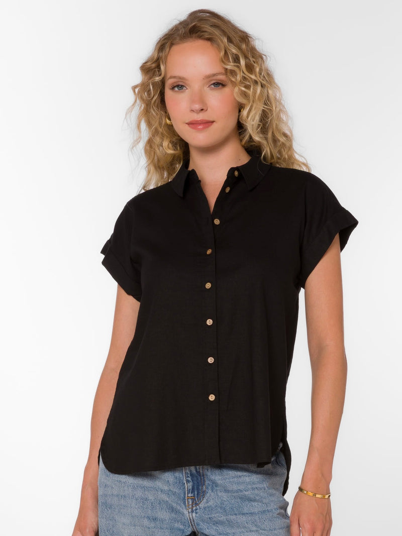 Ilene Button Up Top in Black