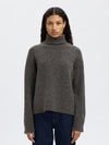 Lulu Knit Roll Neck Sweater in Medium Grey