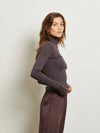 Hayden Luxe Rib Turtleneck in Cocoa