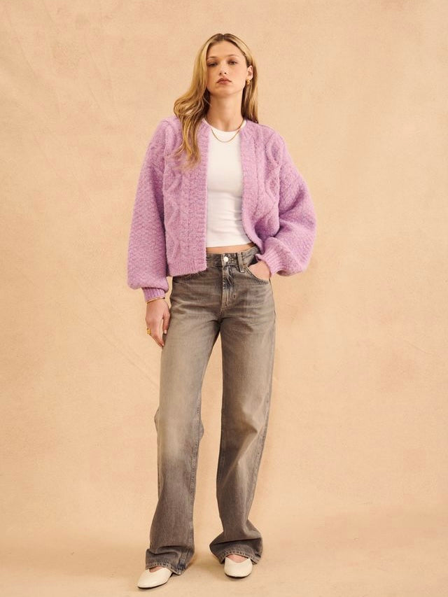 Kristian Open Cardigan in Hazy Lilac